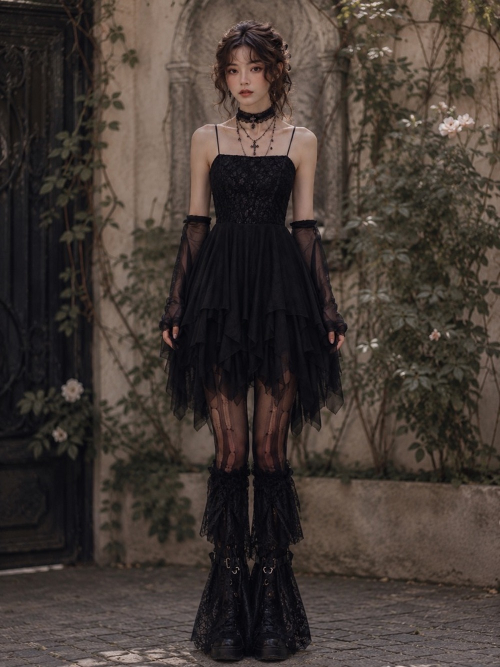 Lety Lopez Black Lace Handkerchief Hem Dress Whimsigoth Goth Fairy Mini Dress XS